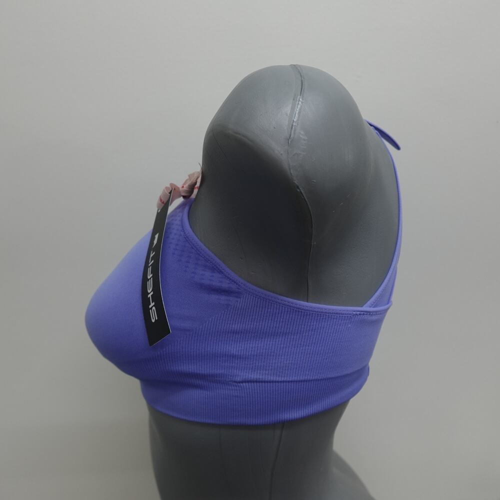 NWT SHEFIT 2Luxe Adjustable Sports Bra, Zip Front Low Impact No Wire Periwinkle - Picture 2 of 10